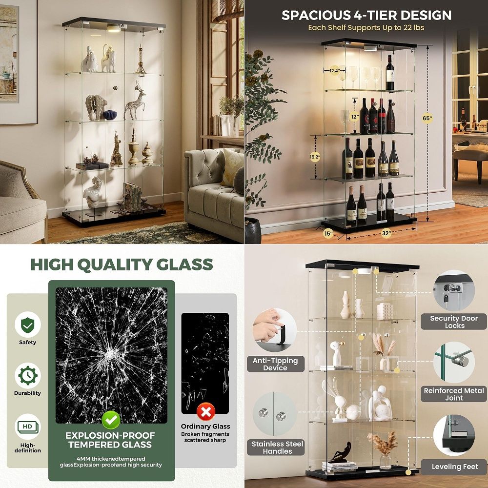 Glass Cabinet Display - Armário Expositor com Luzes LED e
