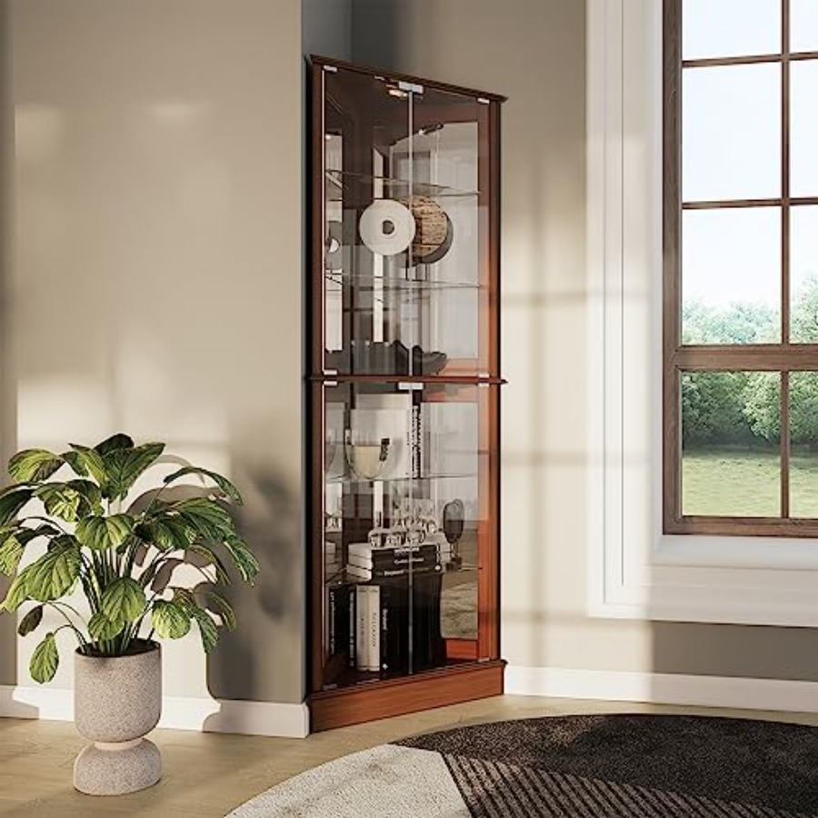 Glass Cabinet Display - Armário de Exibição Iluminado para Canto,