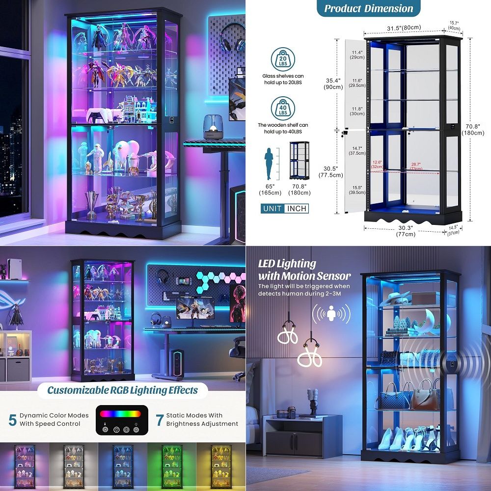 Glass Cabinet Display - Armário Expositor com Portas de Vidro,