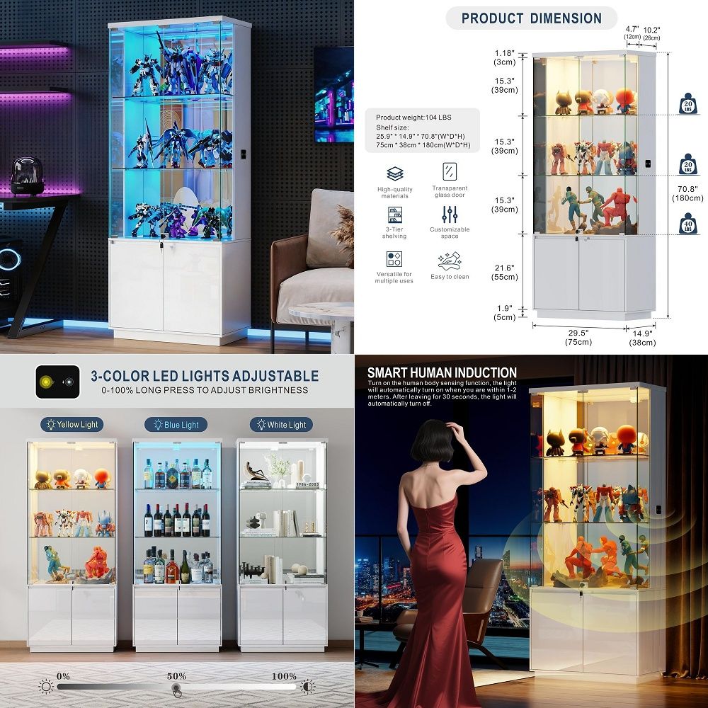 Glass Cabinet Display - Armário Expositor com Portas de Vidro