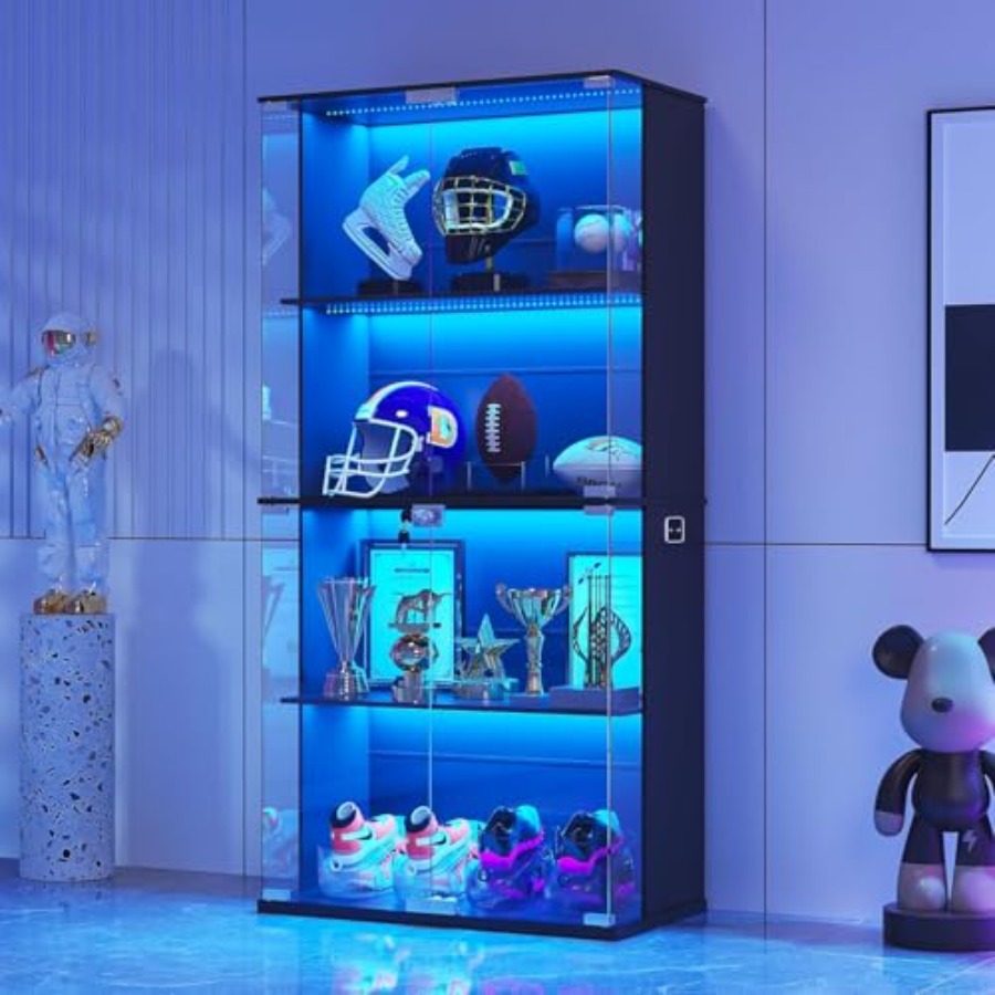 Glass Cabinet Display - Armário Expositor Preto com Porta de