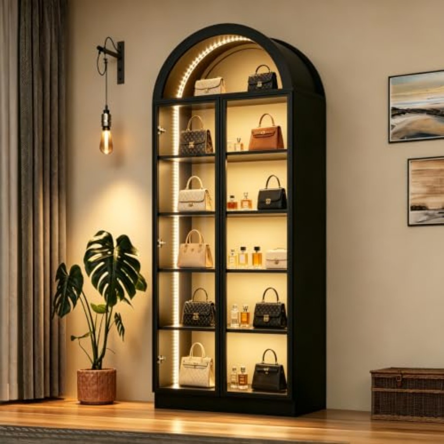 Glass Cabinet Display - Armário vitrine para sala de estar/escritório,