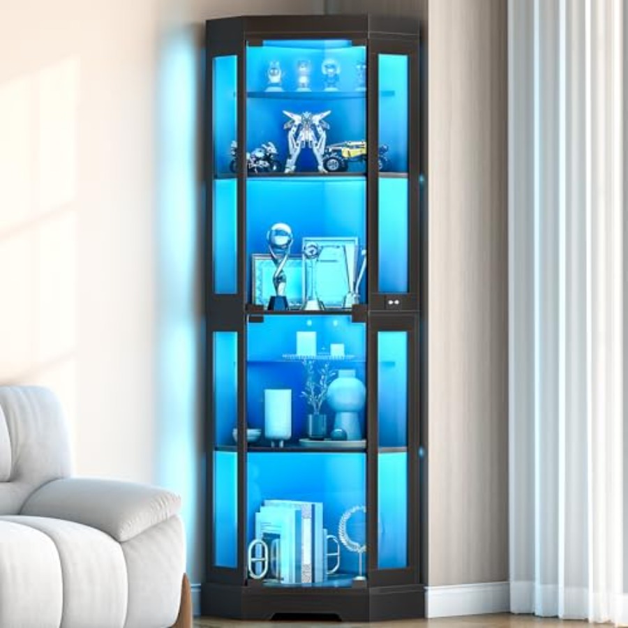 Armário de canto com portas de - Glass Cabinet Display avaliação e preço