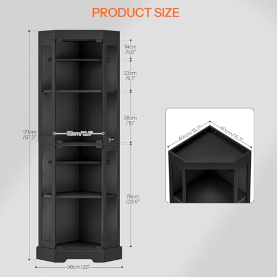 Armário de canto com portas de - Glass Cabinet Display avaliação e preço
