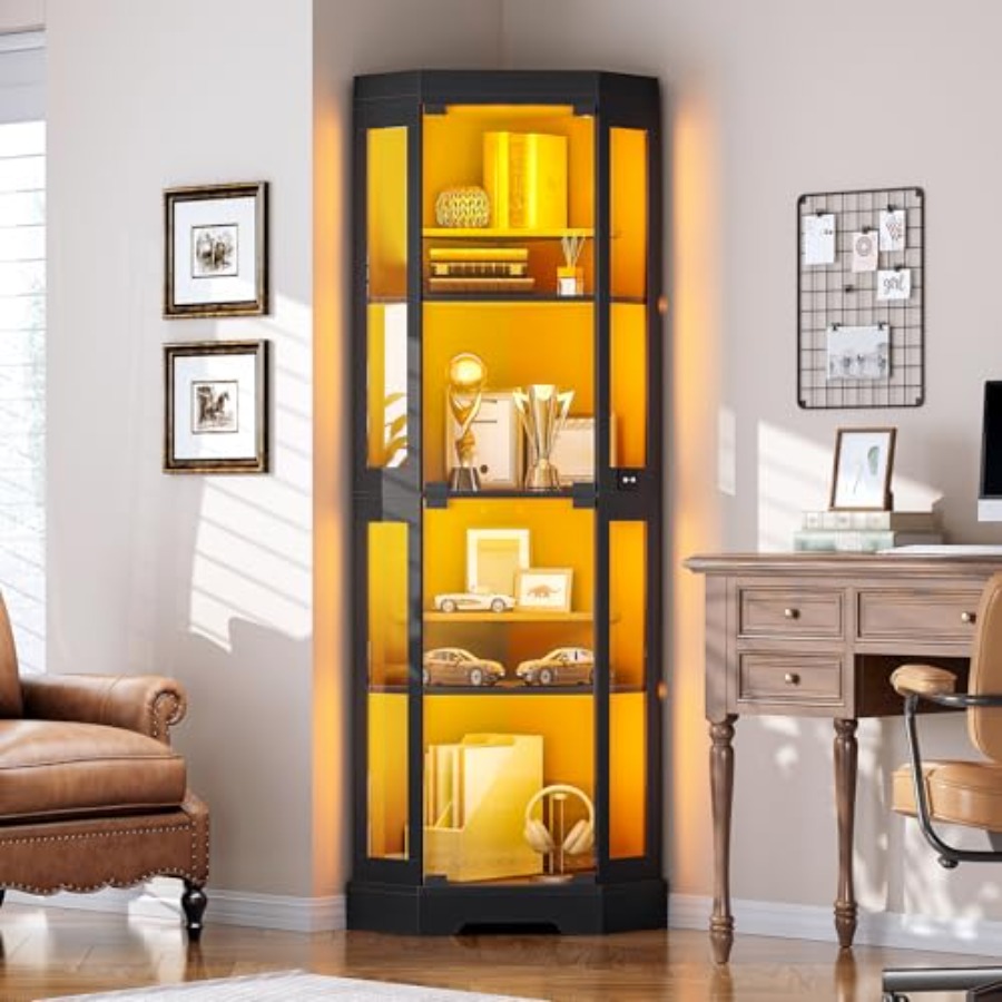 Armário de canto com portas de - Glass Cabinet Display avaliação e preço