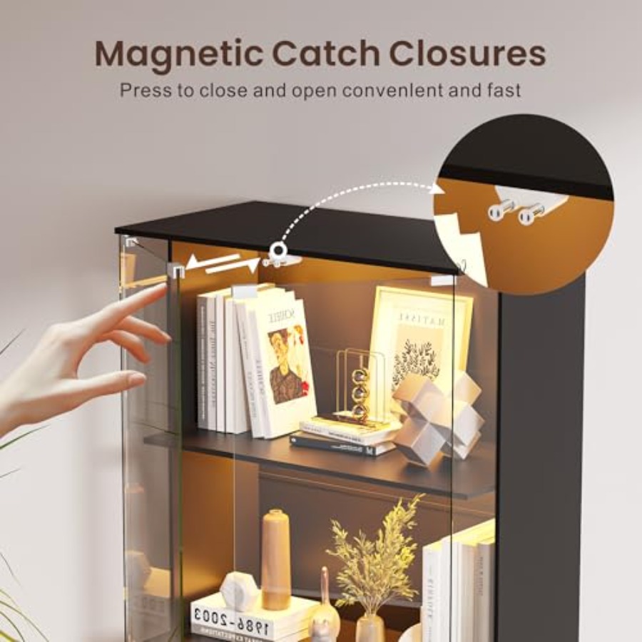 Armário Expositor Preto com Po - Glass Cabinet Display avaliação e preço