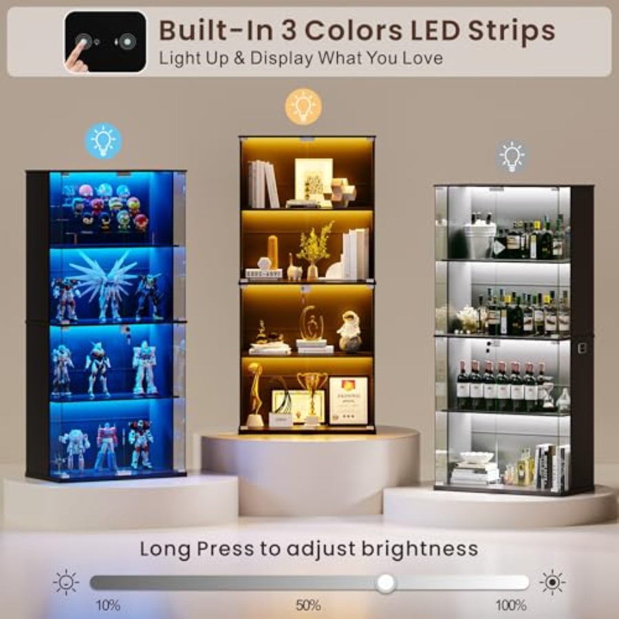 Armário Expositor Preto com Po - Glass Cabinet Display avaliação e preço