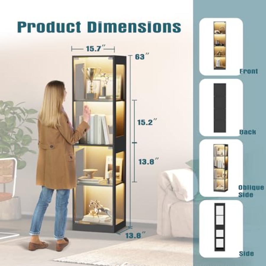 Armário de vidro com luzes RGB - Glass Cabinet Display avaliação e preço
