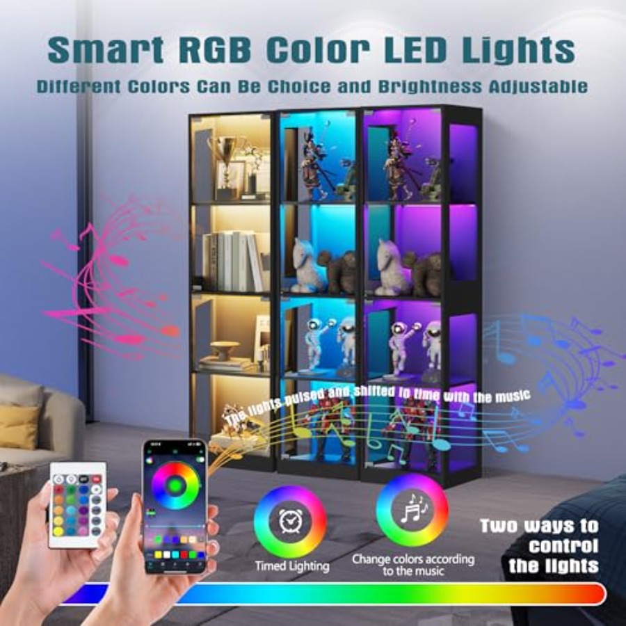 Armário de vidro com luzes RGB - Glass Cabinet Display avaliação e preço