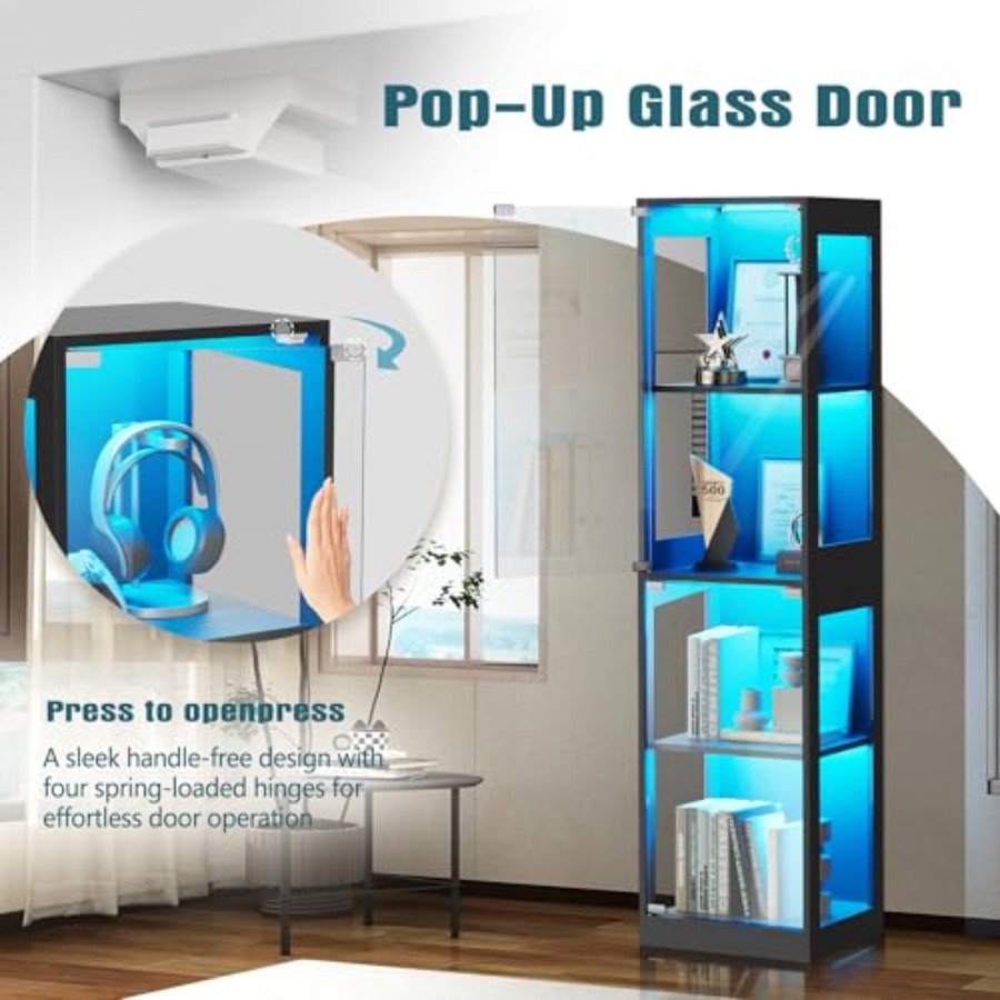 Armário de vidro com luzes RGB - Glass Cabinet Display avaliação e preço